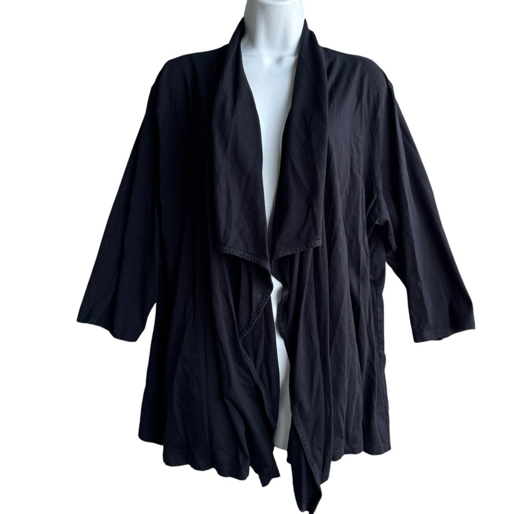 ST. JOHN'S BAY Women's Plus 3X Black 3/4 Sleeve Cardigan Sweater Casual